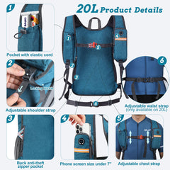 BECOJADDE 20L backpack right pocket keeps small items organized during travel