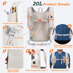 BECOJADDE 20L backpack right-side zippered pocket keeps valuables secure during day hikes.