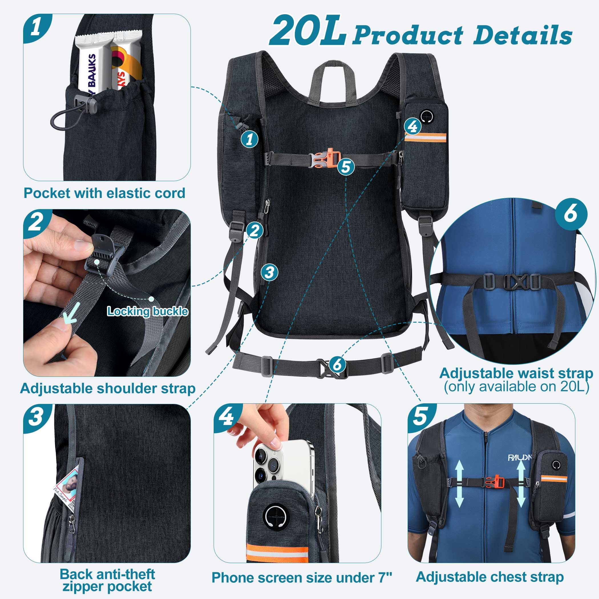 BECOJADDE backpack strap design with zippered phone pocket enables quick access on trails.
