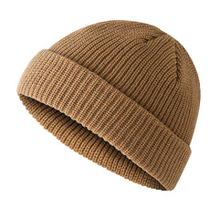 Beechfield B43R beanie down view highlighting double-layer knit and snug crown