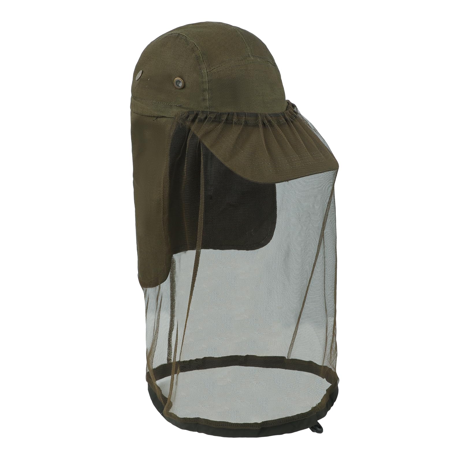 Beekeeper wearing sun protection hat outdoors