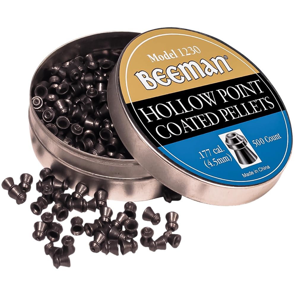 Beeman hollow point pellets .177 cal in a coated tin, ideal for precision target shooting.