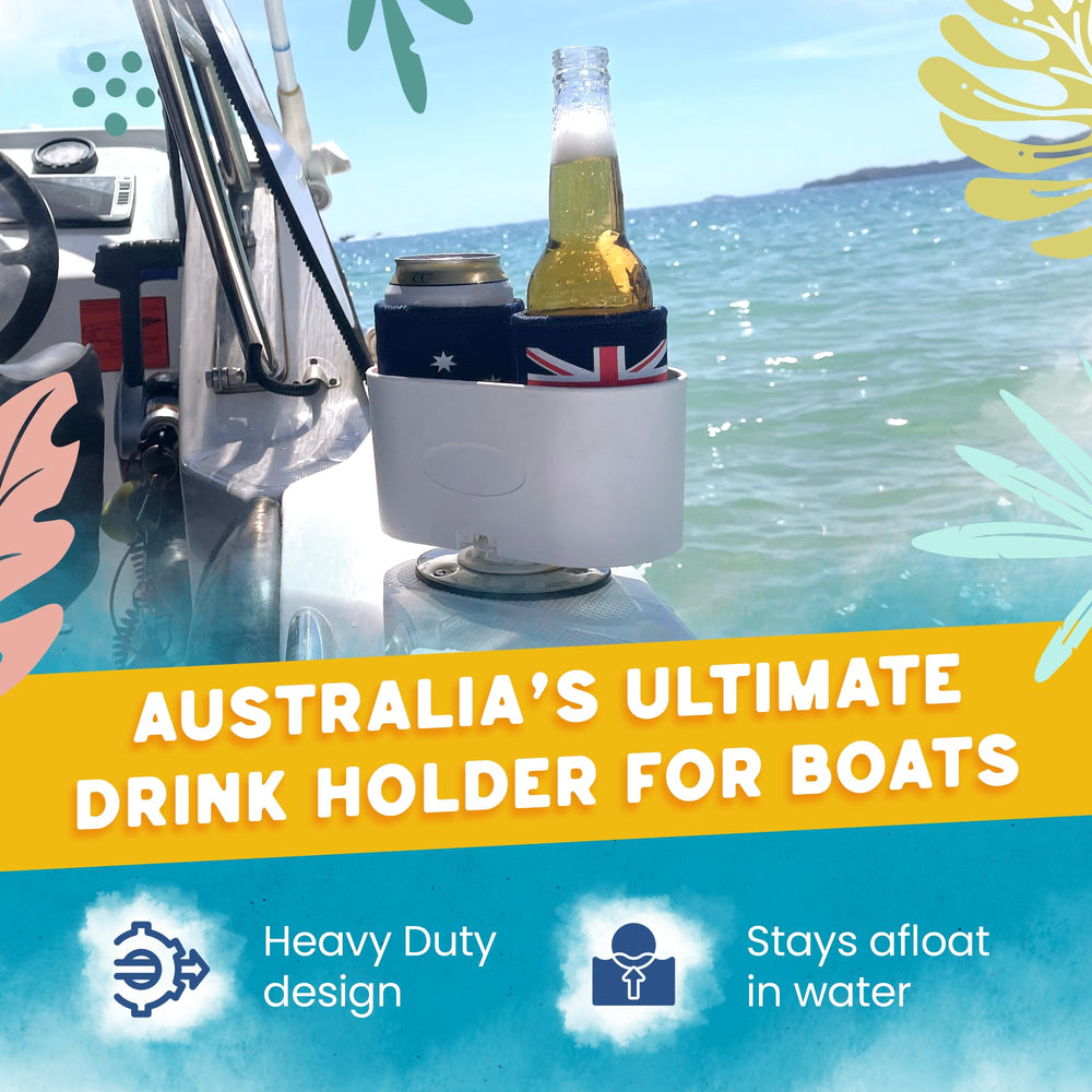 Close-up of the BEER BUNG cup holder in a 30-degree angled rod holder