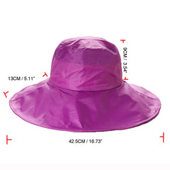 BeFur rose red rain hat with wide brim, water-repellent fabric in action