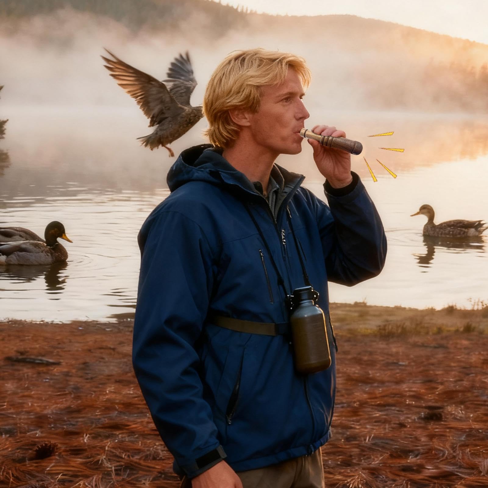 Beginner Duck Calls on hiking trail, compact gear for outdoor adventures.