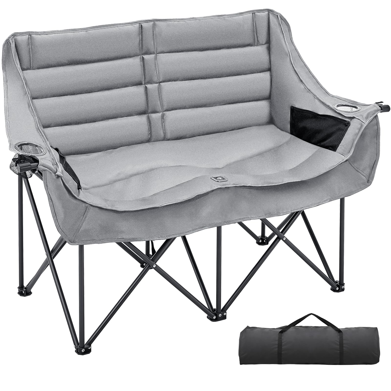 Begonia.K portable loveseat-style chair suited for camping or beach.