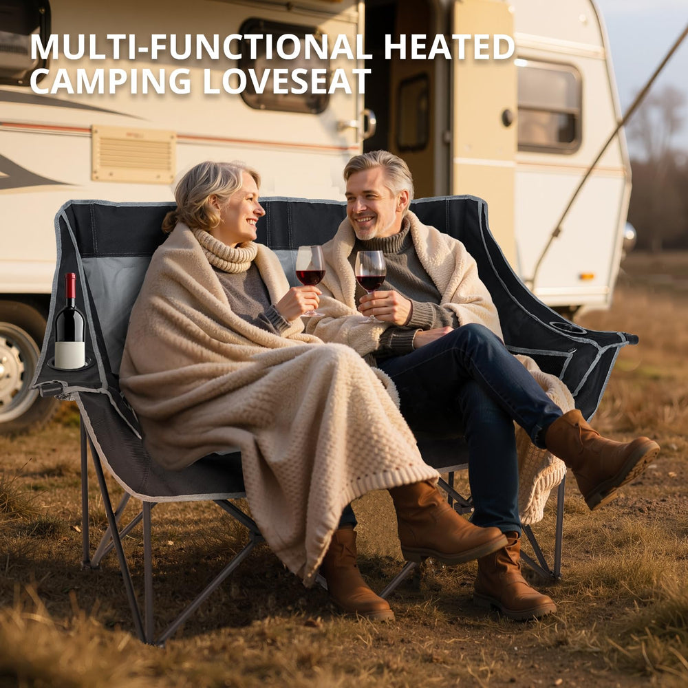 Begonia.K portable folding heated chair with travel bag for easy transport.
