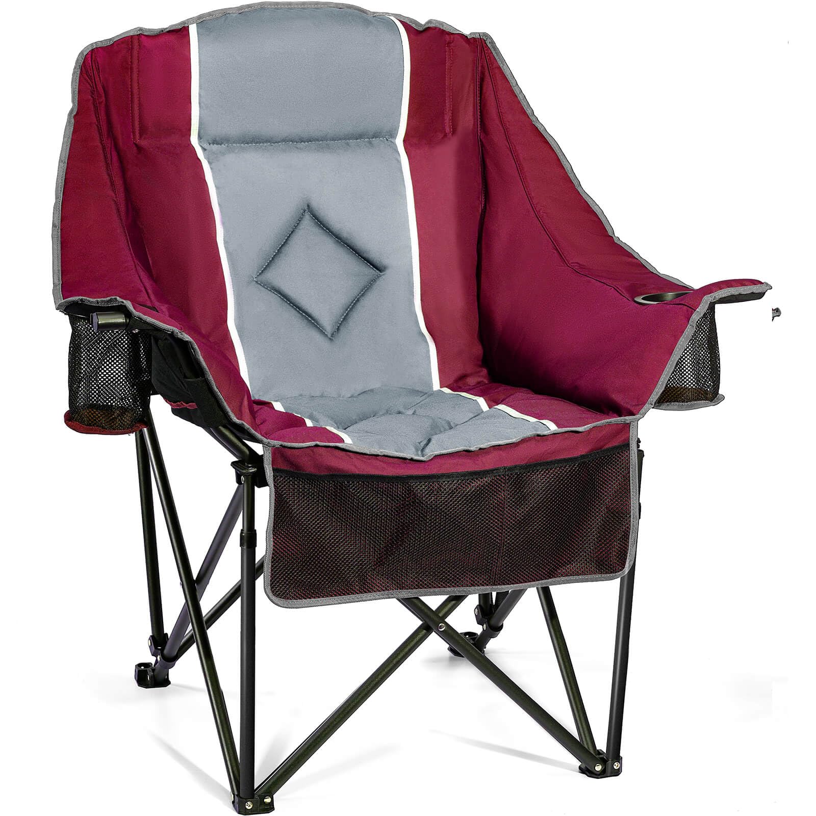 BeHairity oversized camping chair shows the 23-inch seat for spacious lounging outdoors.