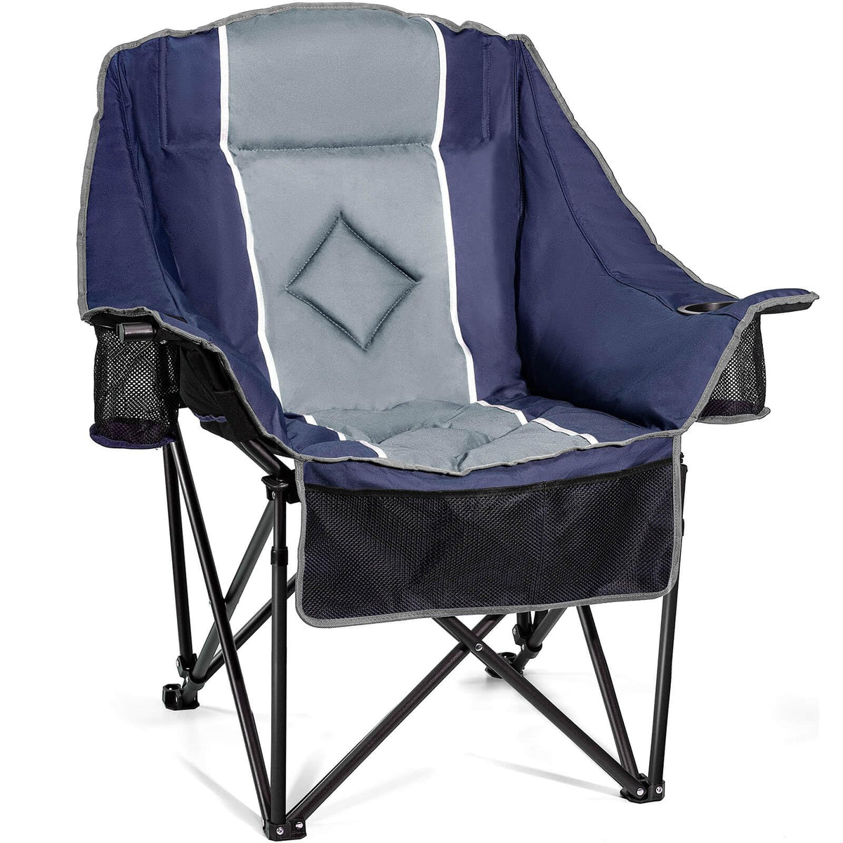Behairity oversized camping chair opened wide for spacious comfort.