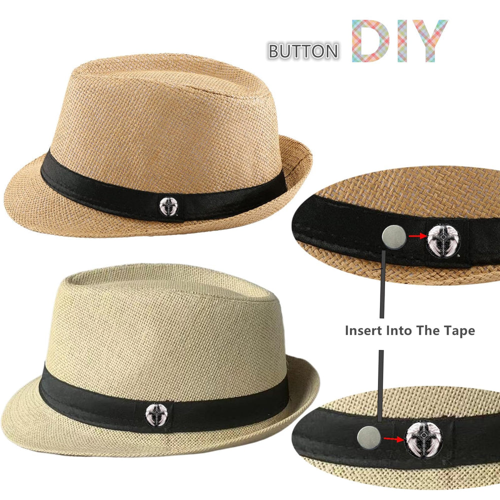 Beige/khaki fedora with short brim and ribbon band