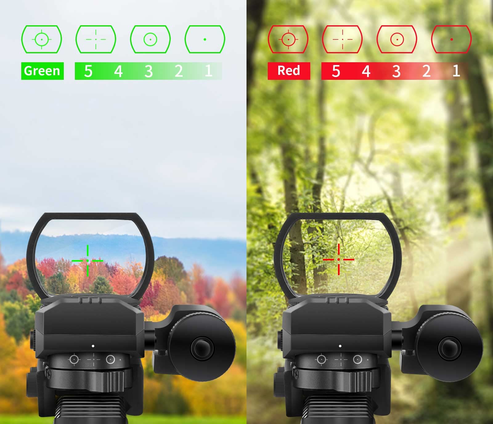 Beileshi Reflex Sight wide 33mm lens for fast sight picture.