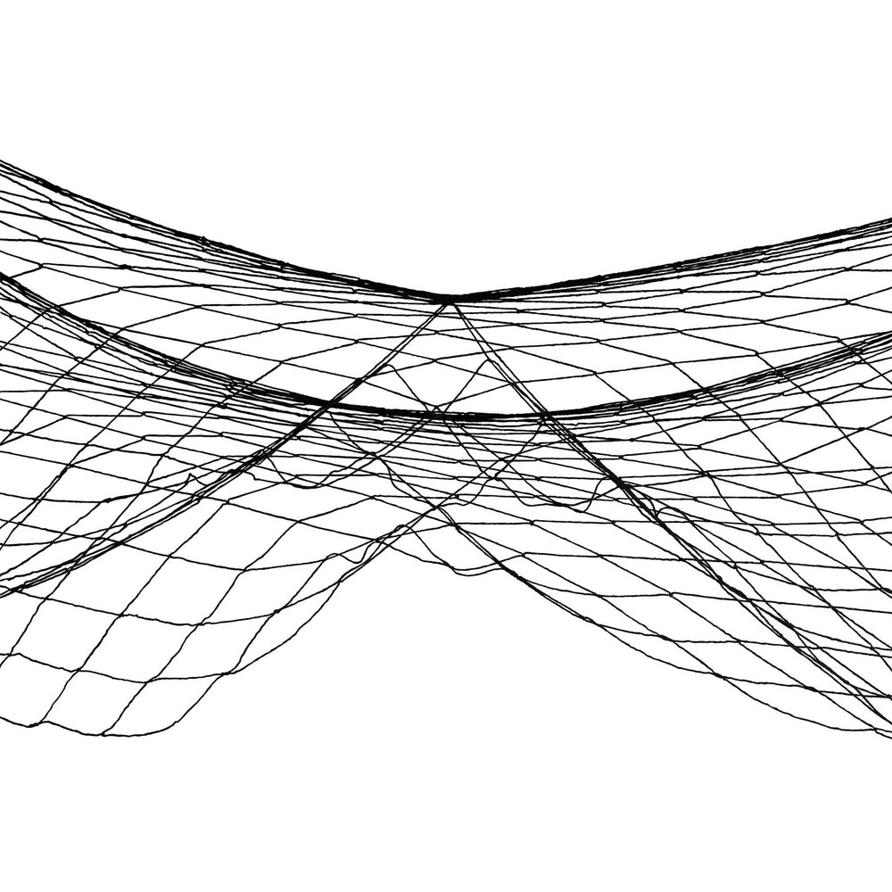 Beistle black fish netting spread over ceiling for nautical ambience.