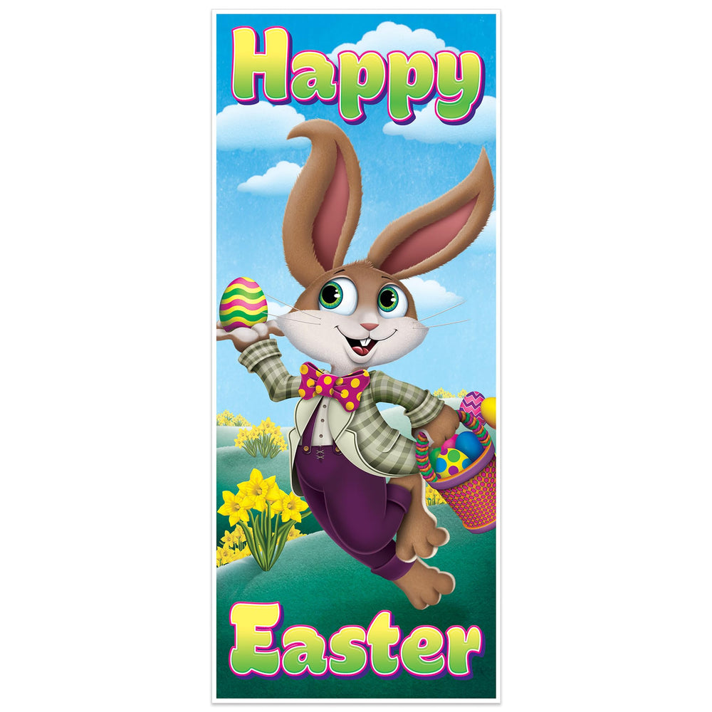 Beistle Easter all-weather door cover on a front door for seasonal curb appeal