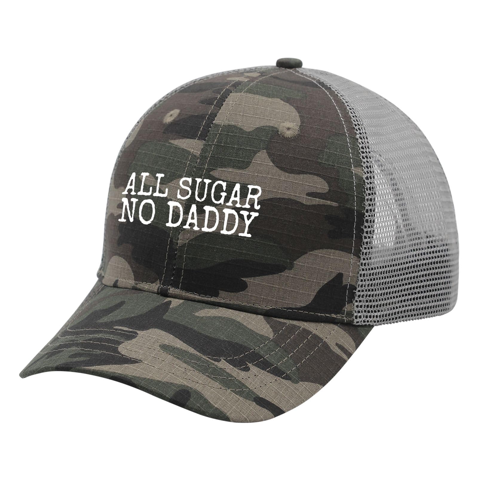 BEIXBE All Sugar No Daddy hat, side view with adjustable strap.