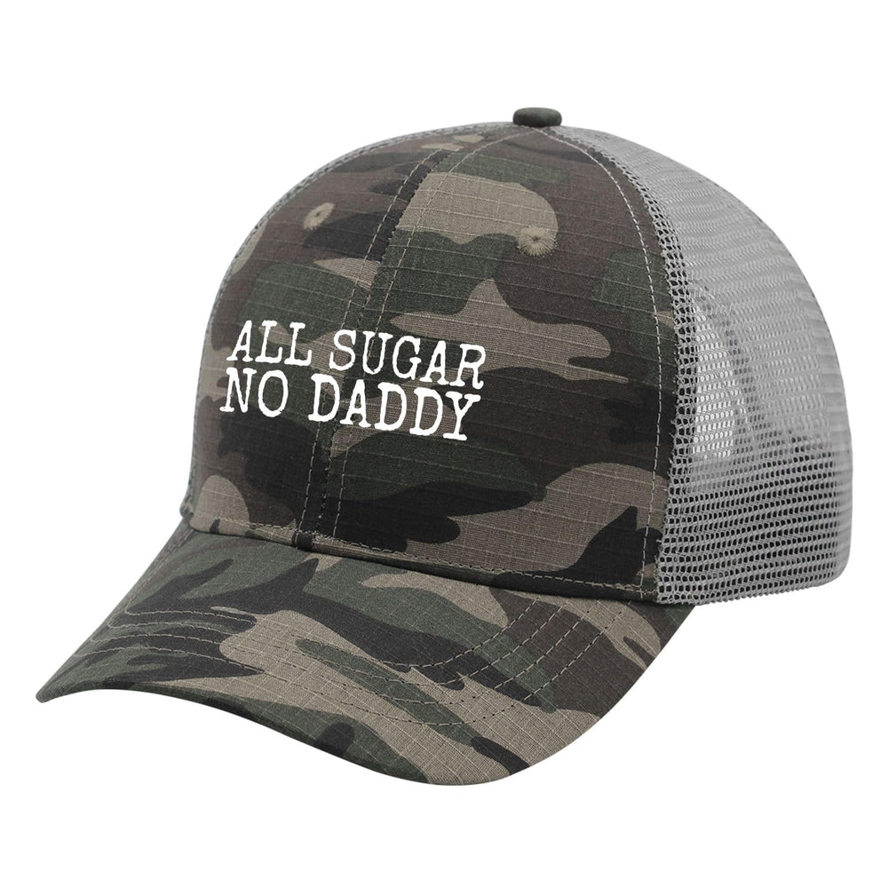 BEIXBE All Sugar No Daddy hat, side view with adjustable strap.