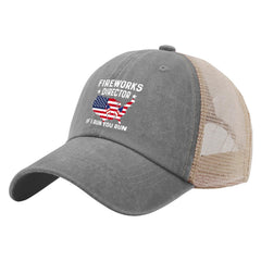 BEIXBE Fireworks Director hat side view highlighting casual trucker style