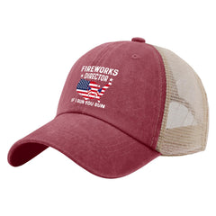 BEIXBE Fireworks Director hat back view, breathable mesh keeps you cool.