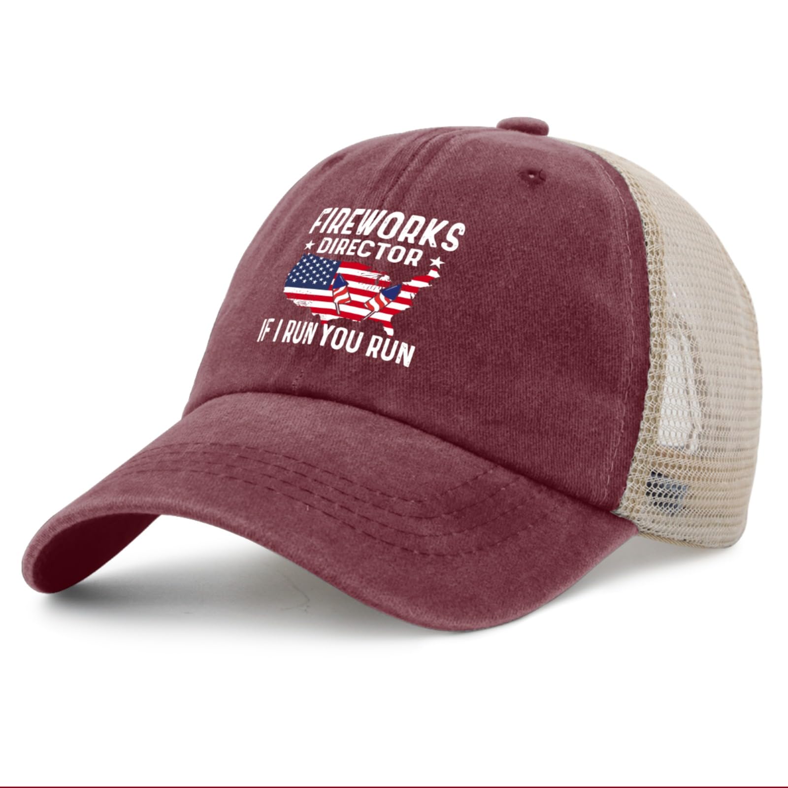 BEIXBE Fireworks Director hat left side view, unisex fit for many outfits.