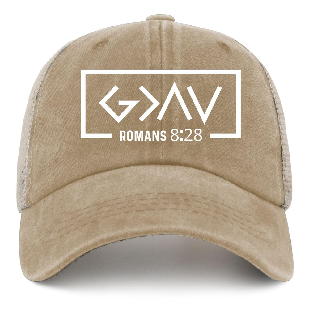 BEIXBE God Is Greater front trucker hat for everyday casual wear and comfort.