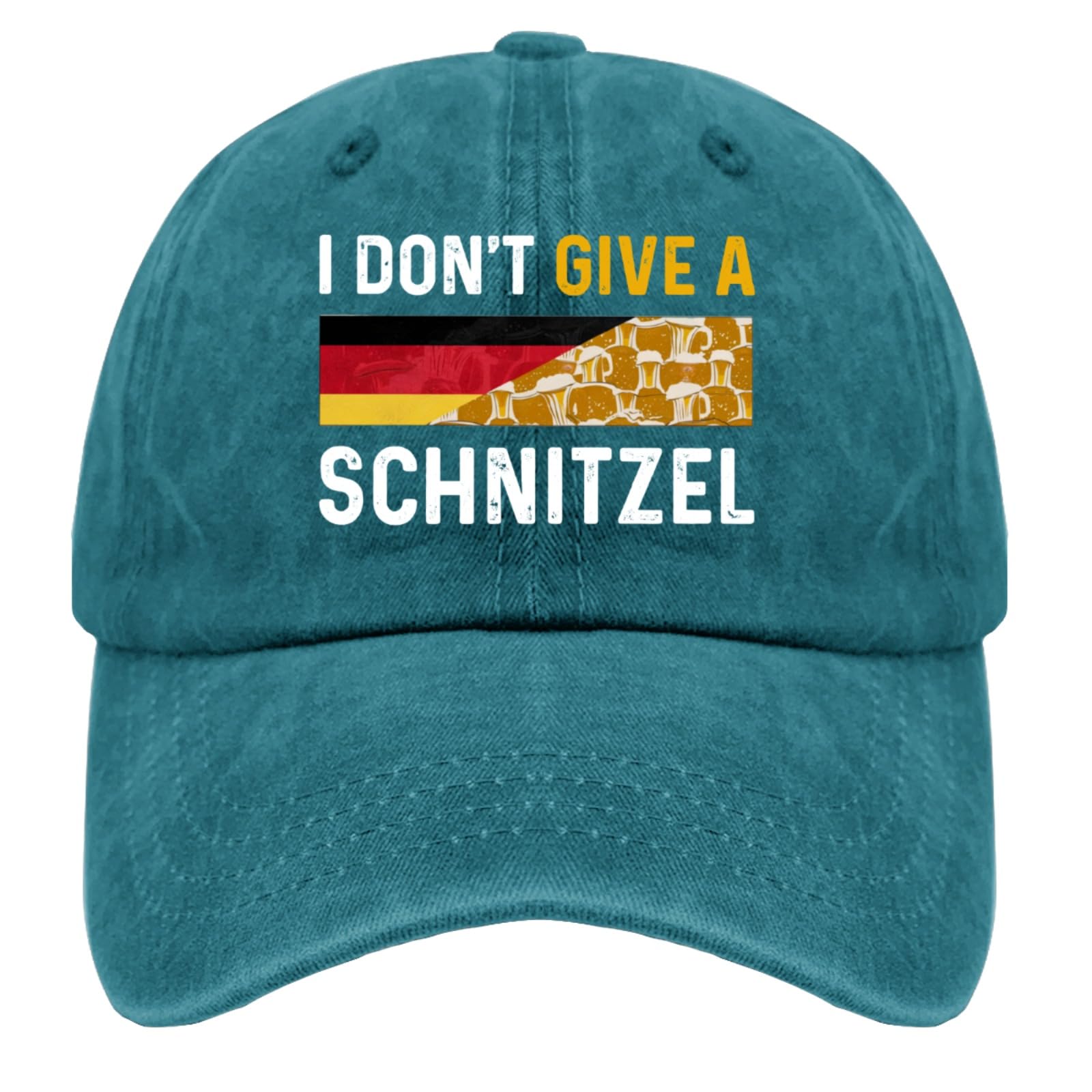 BEIXBE I Don't Give A Schnitzel hat side profile with retro denim charm for festivals