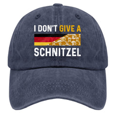 BEIXBE I Don't Give A Schnitzel hat side view highlights curved brim and fit