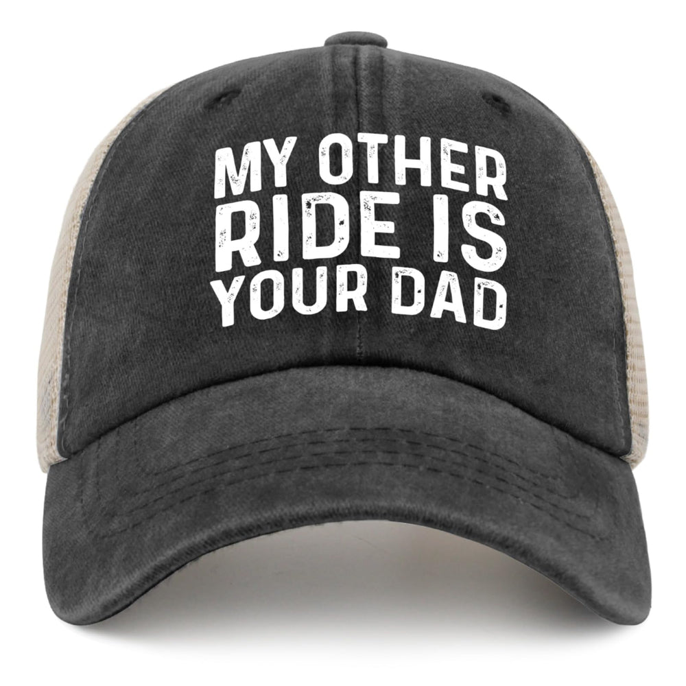 BEIXBE My Other Ride dad hat front view shows vintage denim texture for casual wear