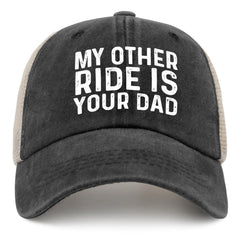BEIXBE My Other Ride dad hat front view shows vintage denim texture for casual wear