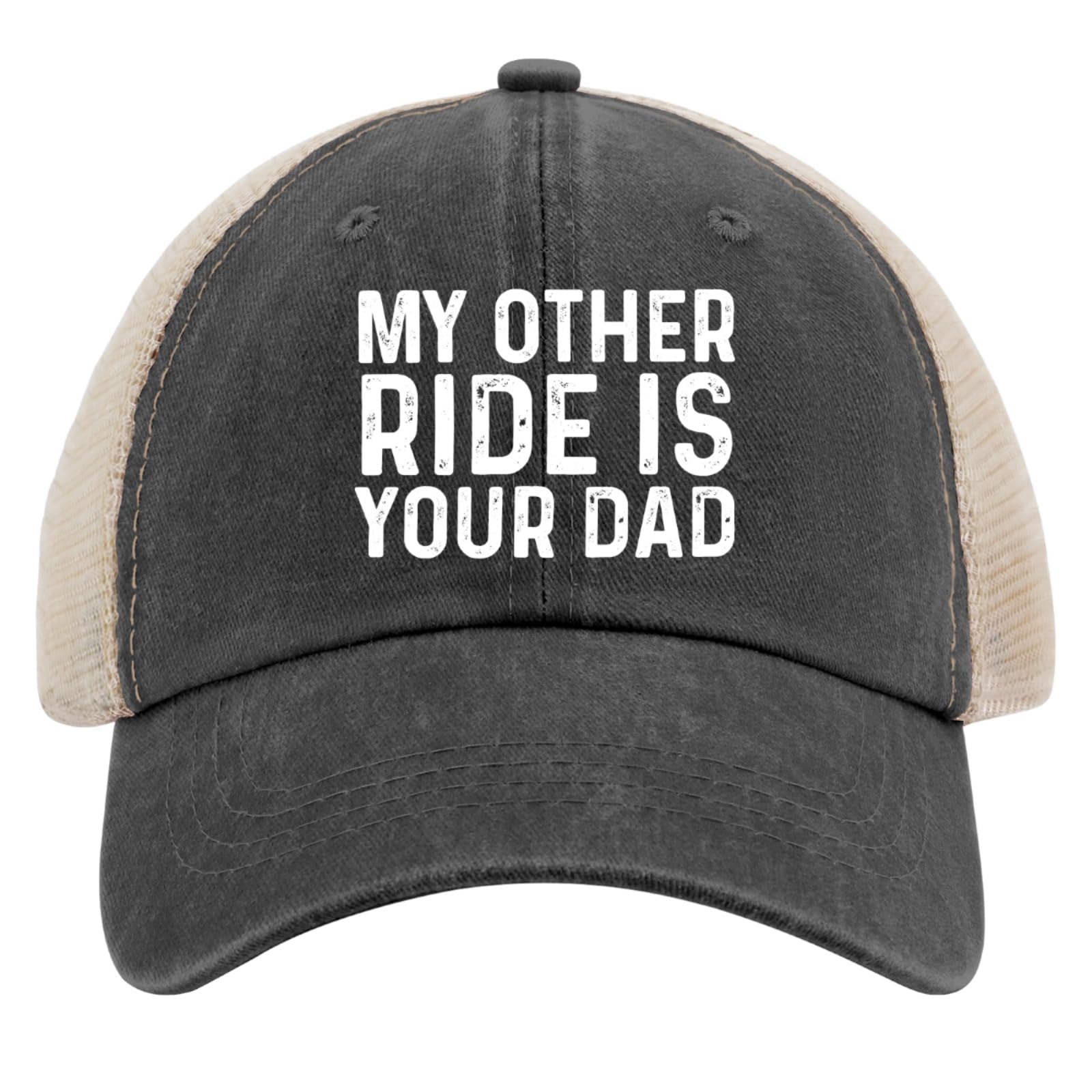 BEIXBE My Other Ride dad hat side view highlights breathable mesh back for warm days