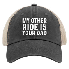 BEIXBE My Other Ride dad hat side view highlights breathable mesh back for warm days