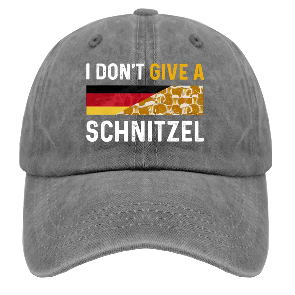 BEIXBE I Don't Give A Schnitzel hat back view highlights adjustable strap for a secure, comfy fit