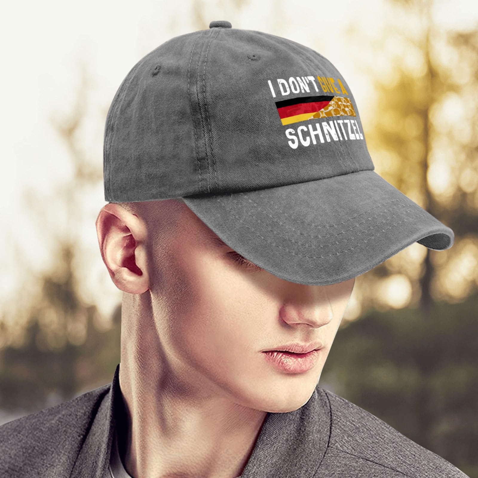 BEIXBE I Don't Give A Schnitzel hat denim washed finish offers vintage vibe and comfort