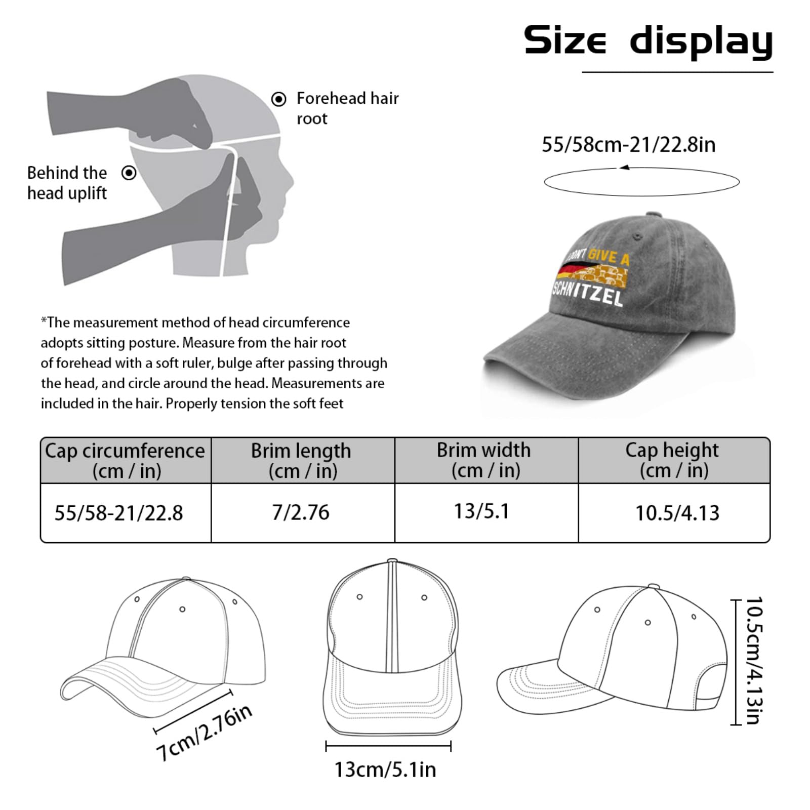 BEIXBE I Don't Give A Schnitzel hat mesh feature emphasizes sweat-wicking for outdoor events