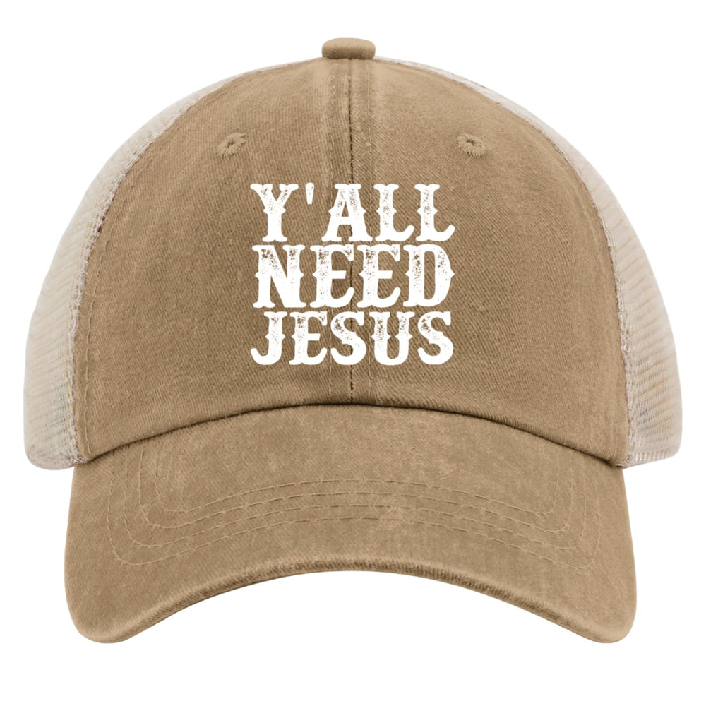BEIXBE Y'all Need Jesus trucker hat adjustable snapback for a secure fit
