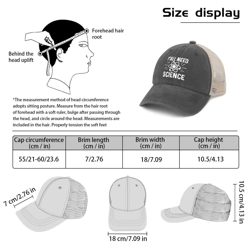 BEIXBE Y'all Need Science hat adjustable strap for easy sizing and fit
