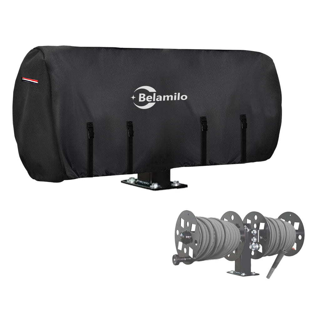 Belamilo waterproof welding lead reel cover front view protects reels from sun and rain