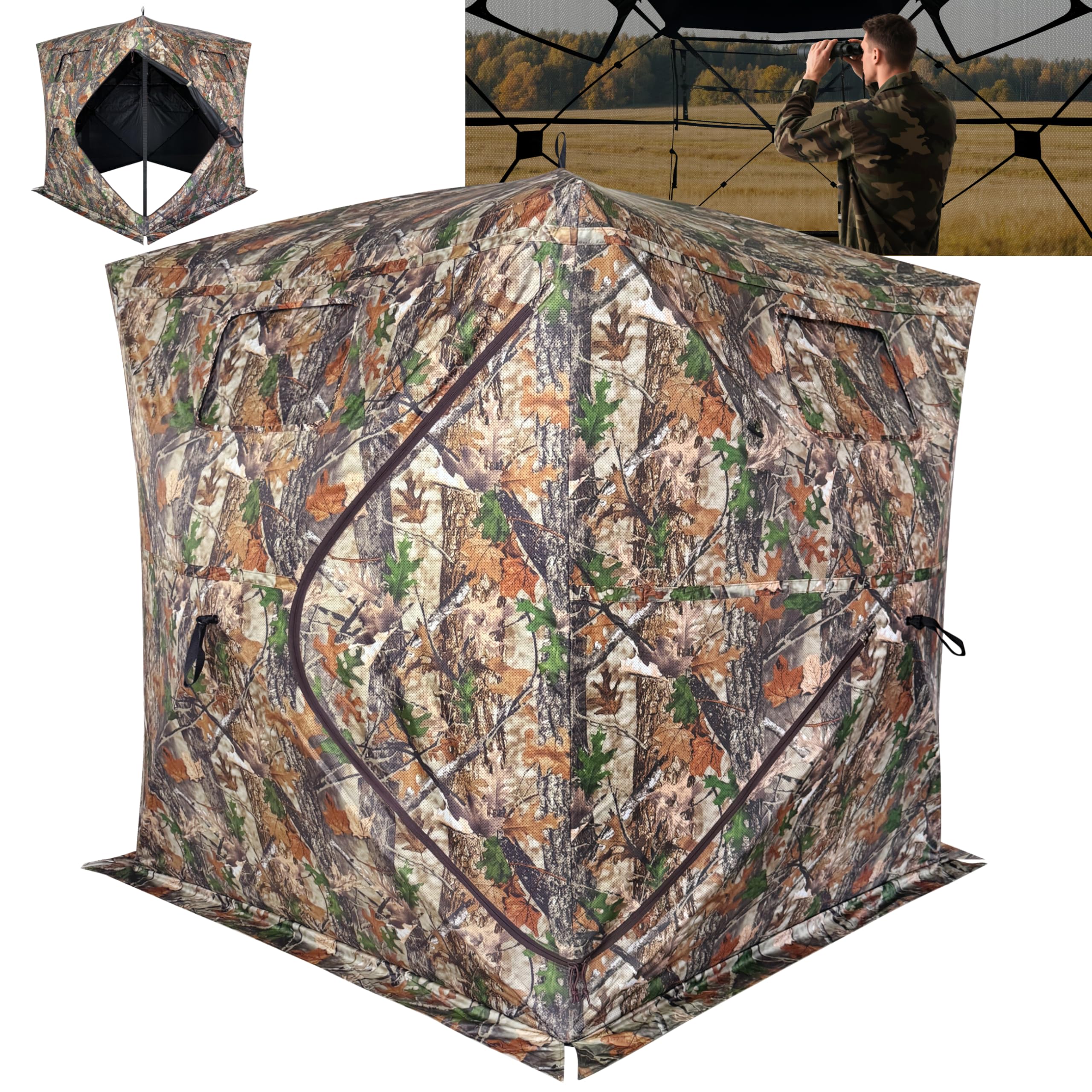 BELKIDZ Hunting Blind 360-degree view panels provide all-around visibility for safer fields of fire.