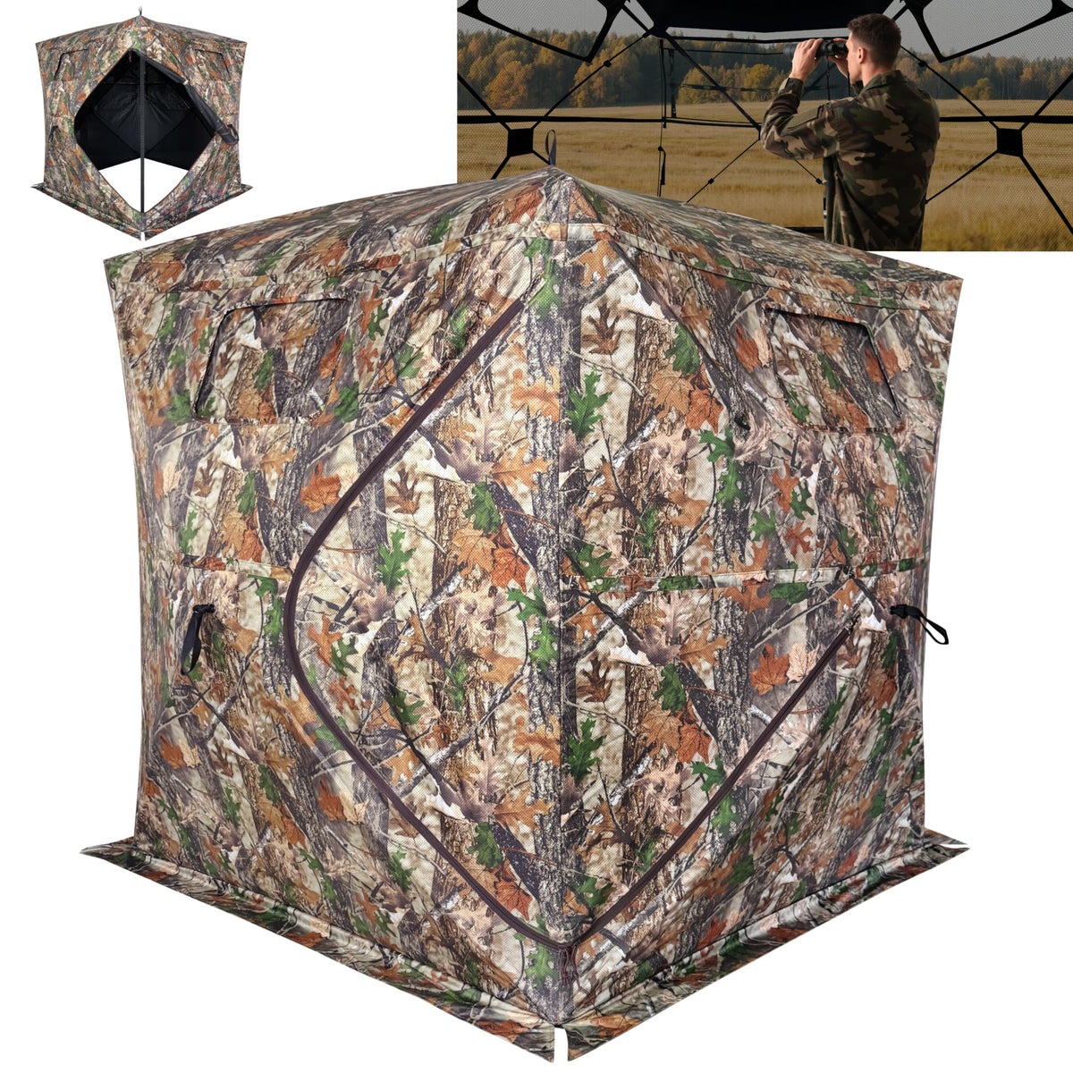 BELKIDZ Hunting Blind 360-degree view panels provide all-around visibility for safer fields of fire.