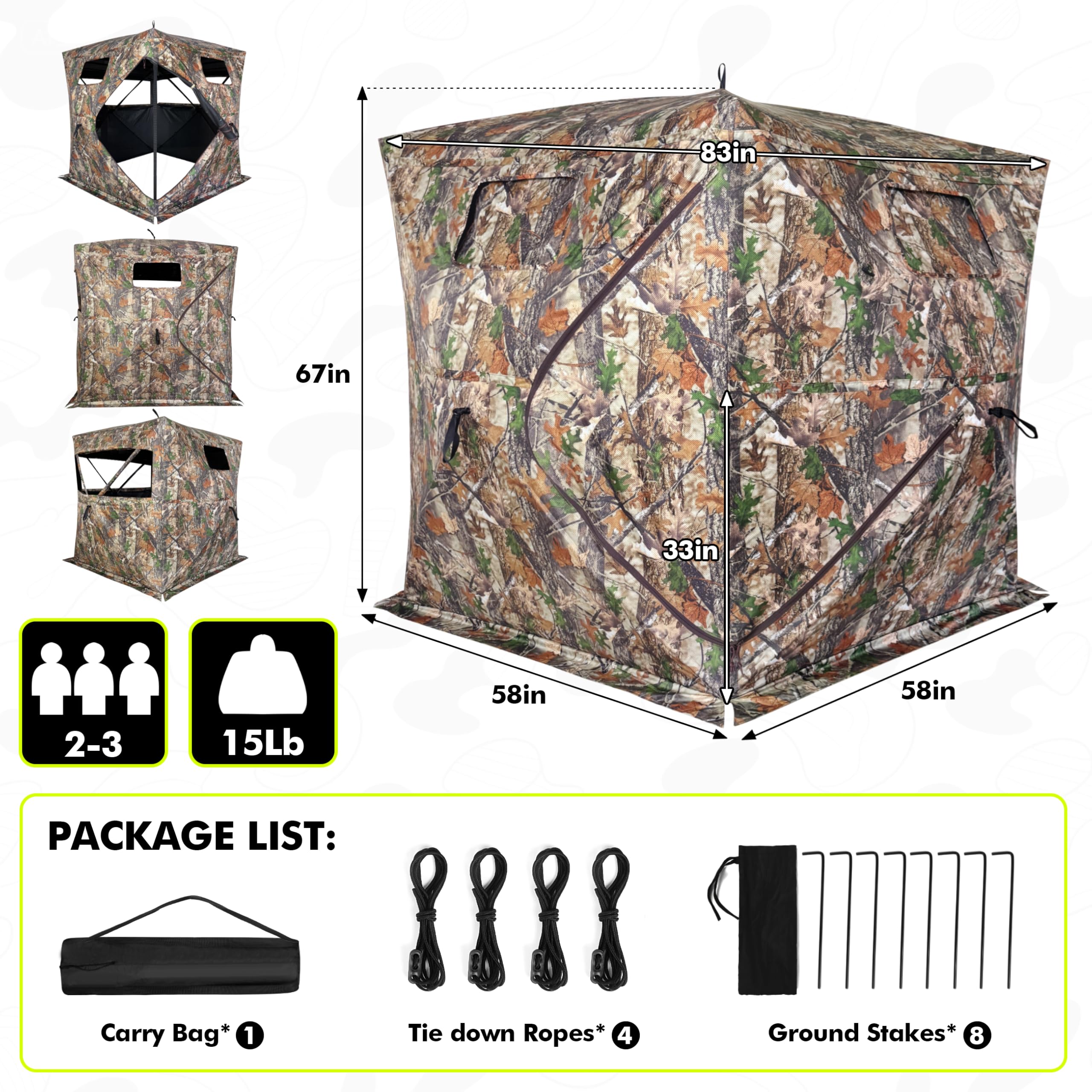 BELKIDZ Hunting Blind camouflage fabric blend helps you disappear into the terrain.