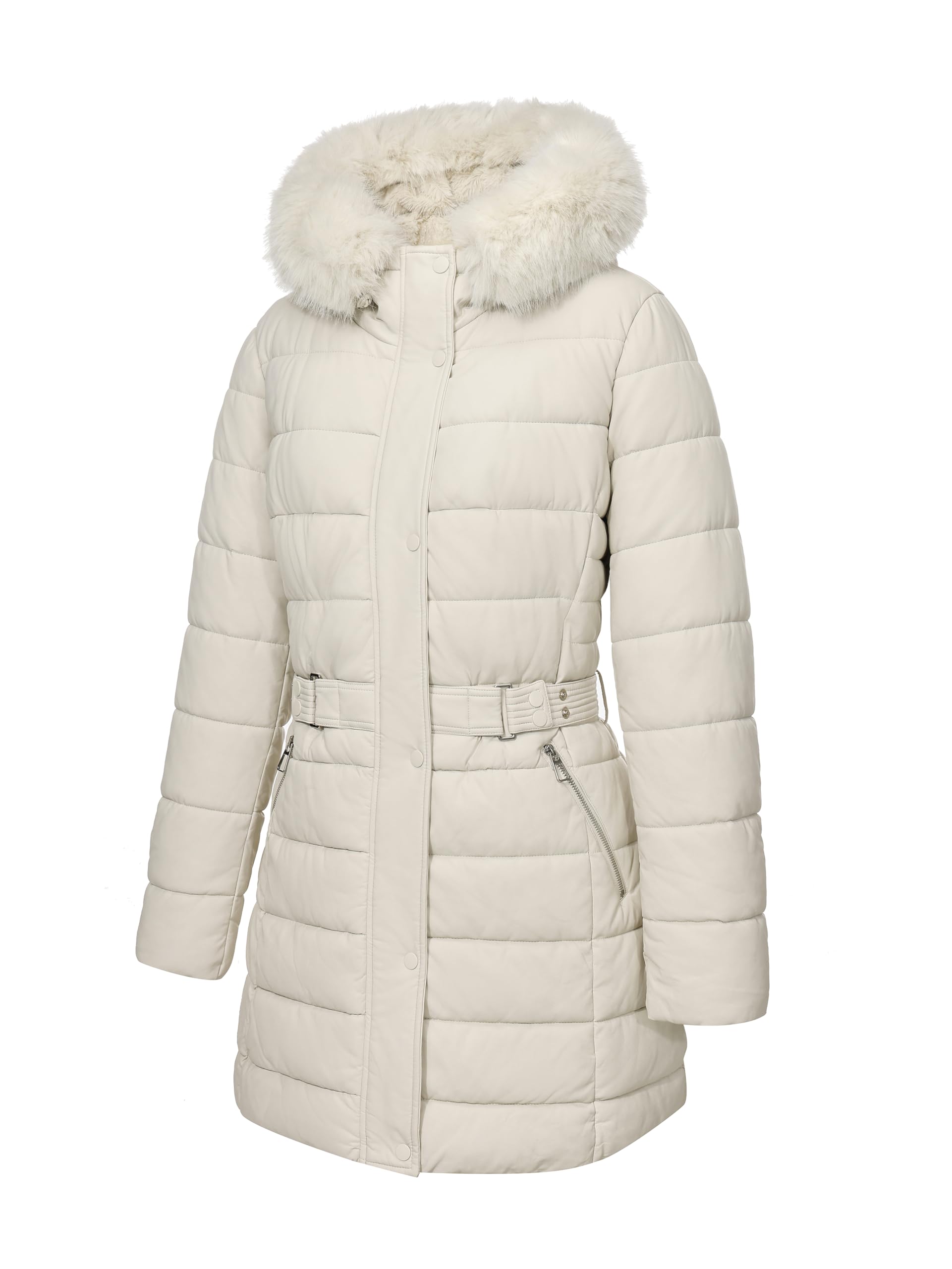 Bellivera plus-size puffer coat mid-length fit showcases layering versatility and comfortable coverage.