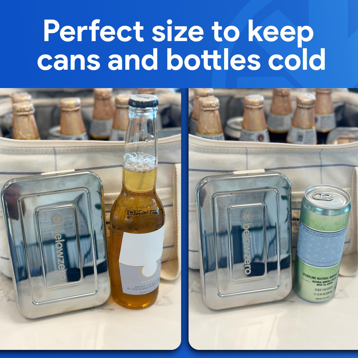 Below Zero Deluxe cooling pack at a sporting event helps beverages stay cool.