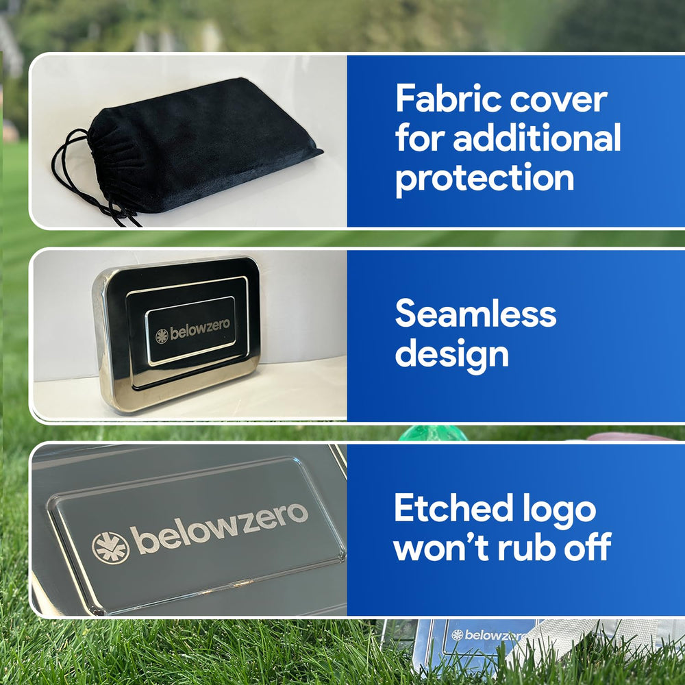 Below Zero Deluxe cooling pack in camping scene provides extended chill for supplies.