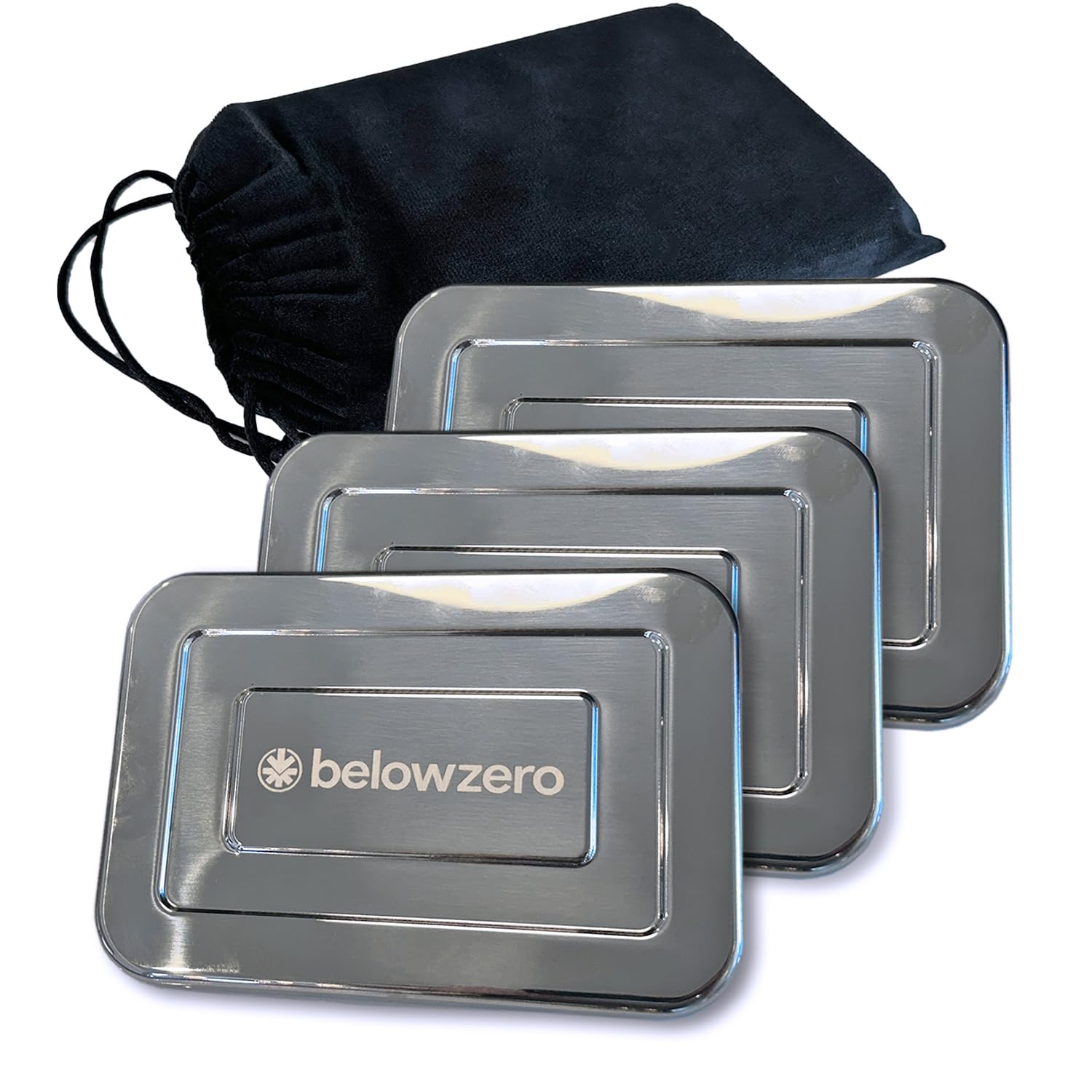 Below Zero Deluxe stainless steel cooling pack in freezer demonstrates long-lasting cooling for lunches.