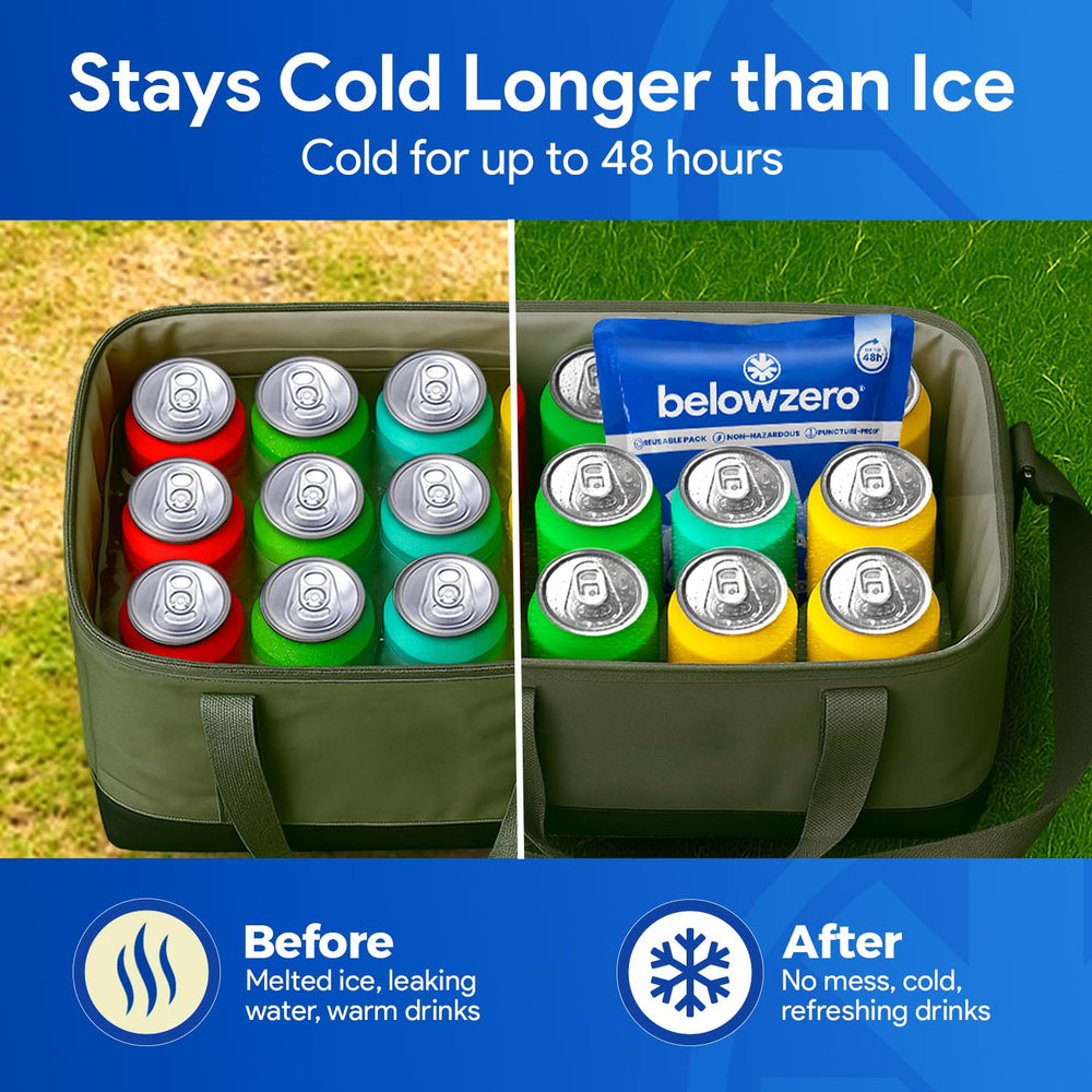 Below Zero factory-filled ice pack ready to freeze with no assembly required.