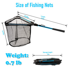 Folding fishing net with belt clip for convenient carry
