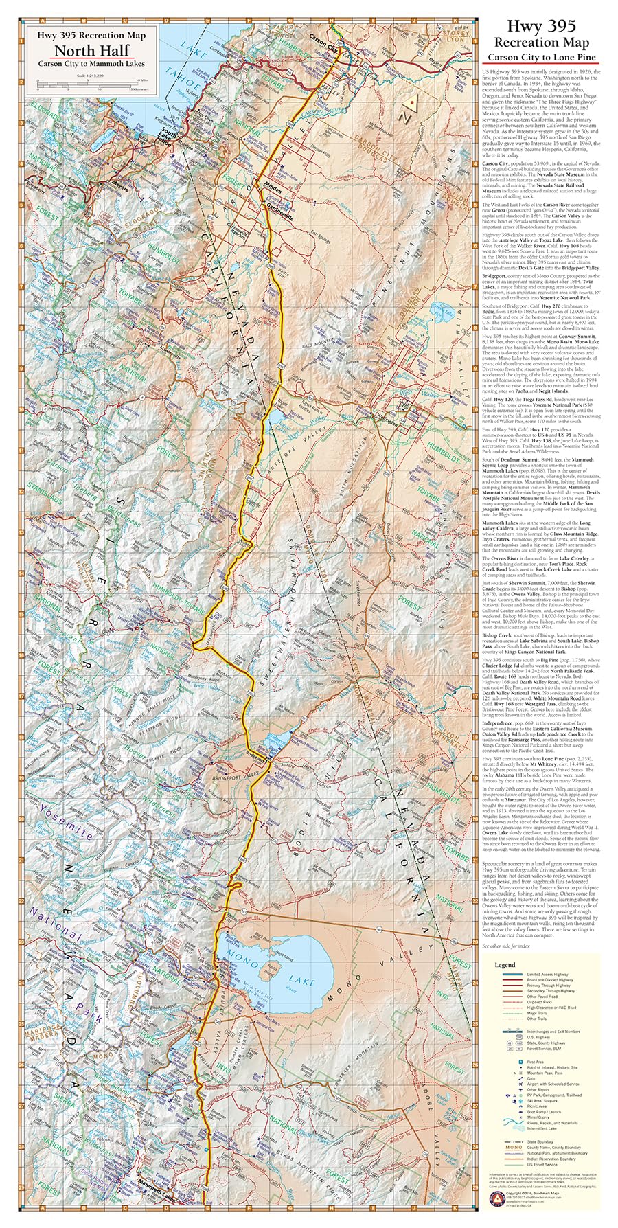 Benchmark Maps backcountry detail aids off-road exploration along the Sierra corridor.