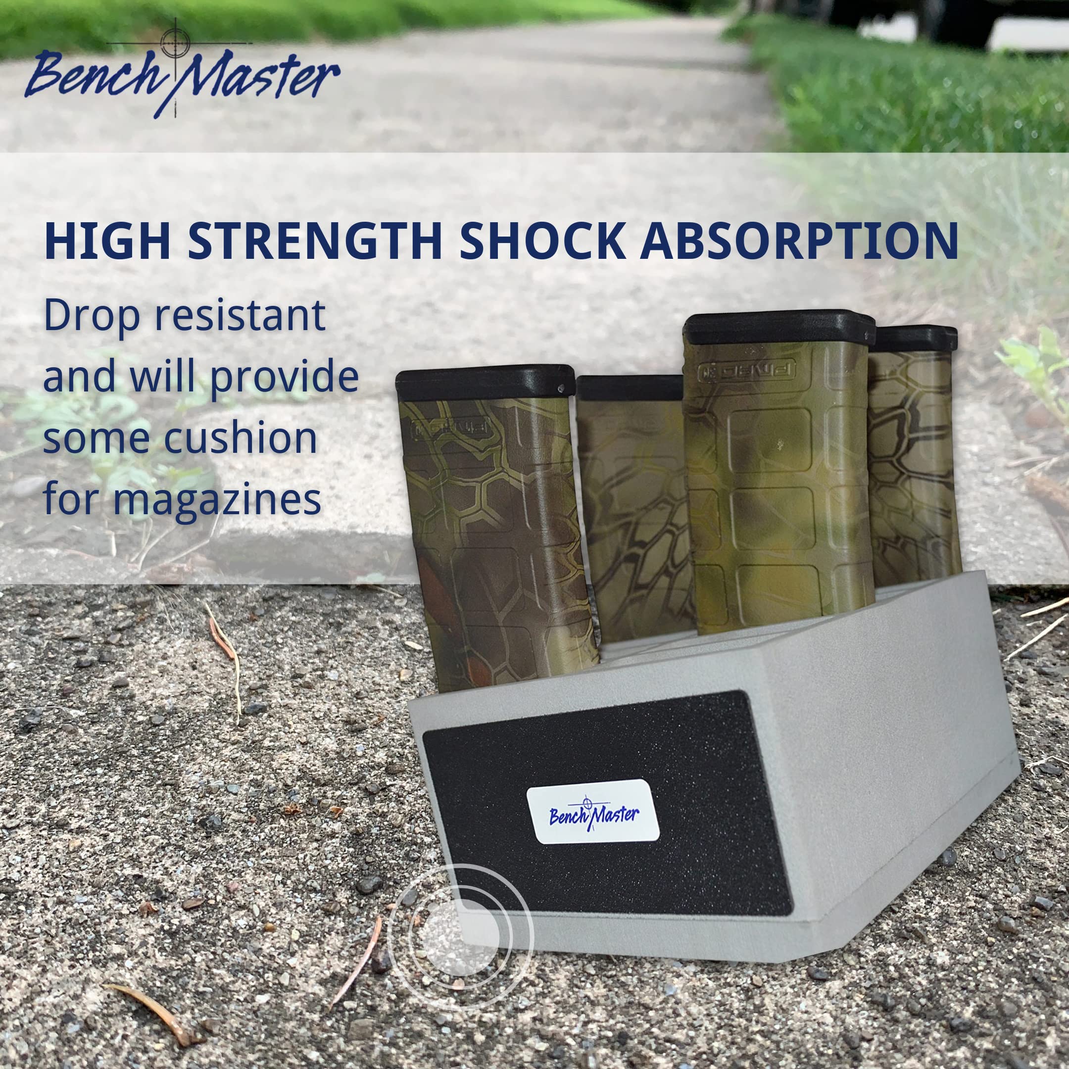 USA-made BenchMaster AR Mag Rack with chemical resistance