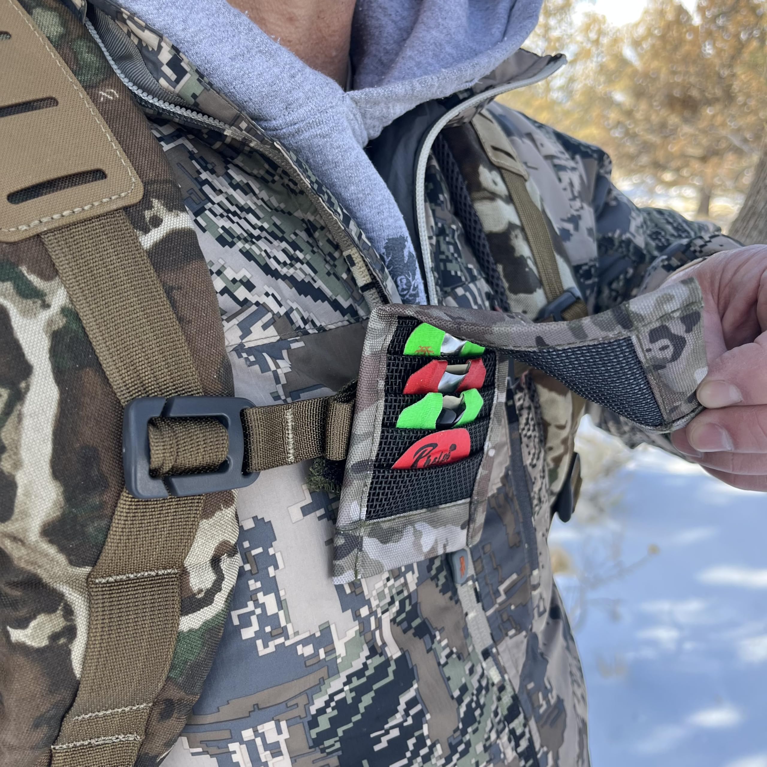 Bend-Able Reed Quiver Express magnetic flap keeps reeds secure in rugged weather