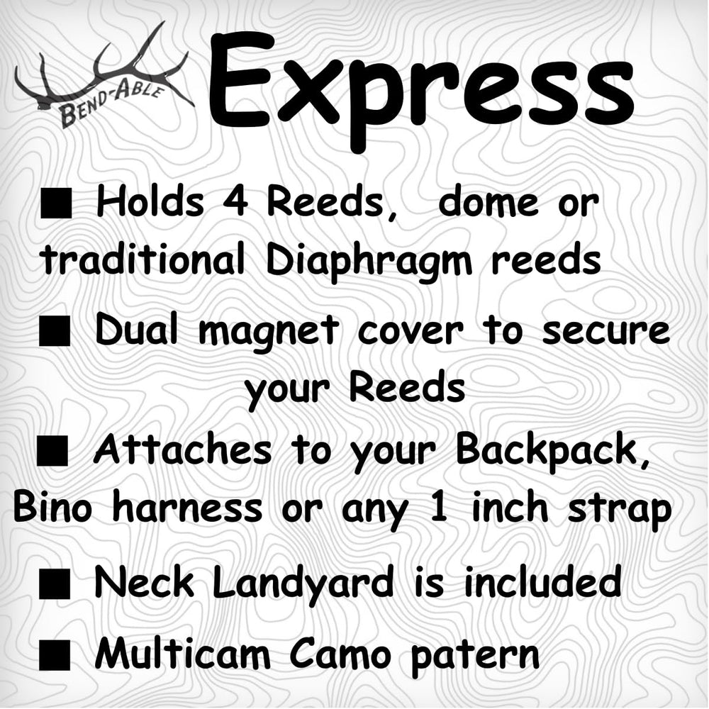 Bend-Able Reed Quiver Express neck lanyard attachment keeps reeds close at hand