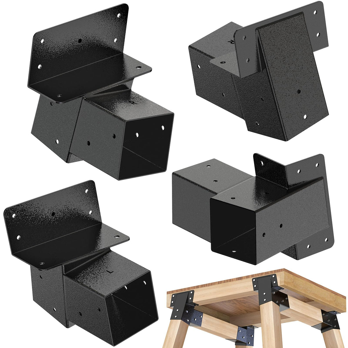 BeneLabel 4Pack 4x4 brackets packaging highlights sturdy heavy duty steel construction.