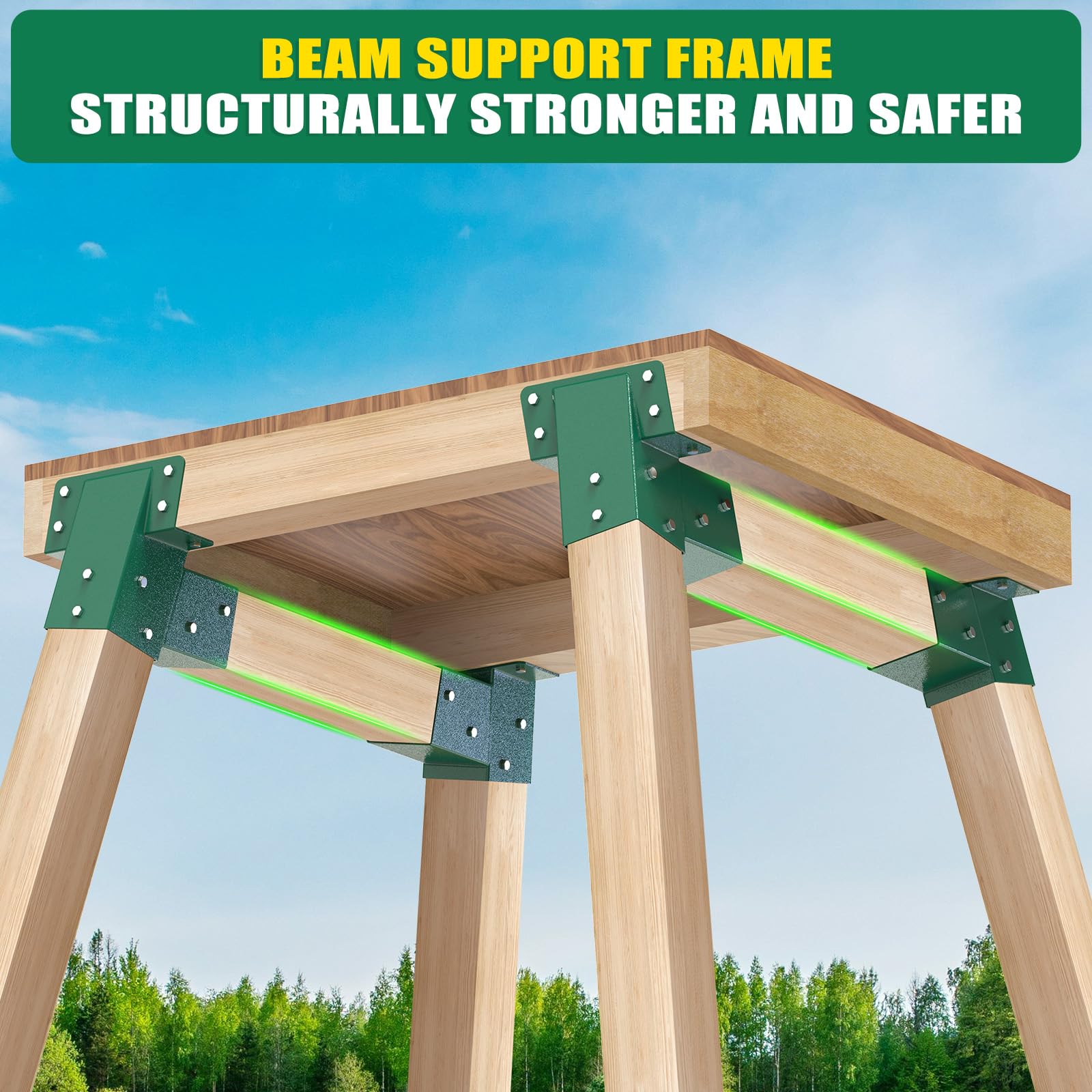 BeneLabel deer blind brackets beam support close-up shows reinforced stability.